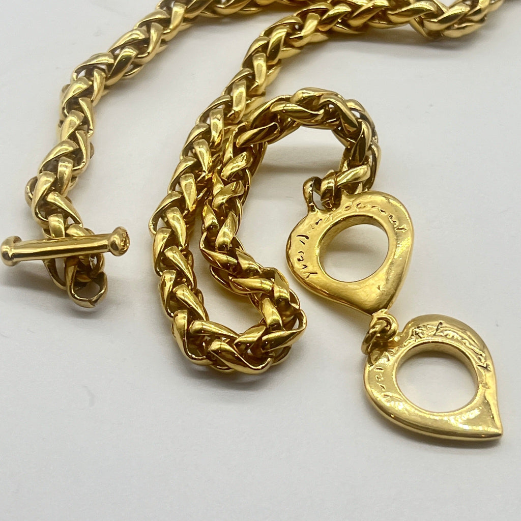 Classic Yves Saint Laurent Wheat Chain Necklace with Diamond Charms