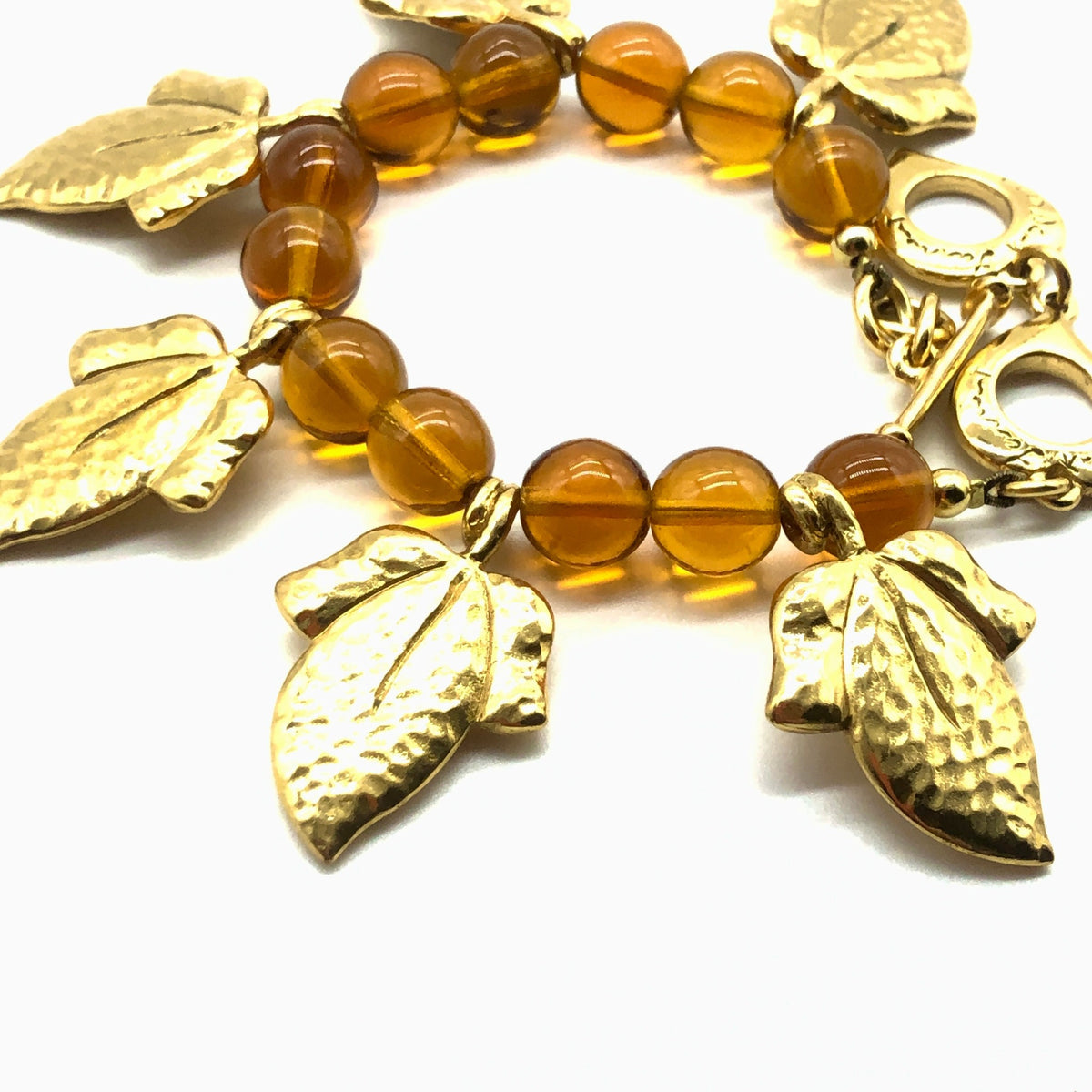 Vintage YSL Bracelet with Beads and Gold Leaves – Very Vintage