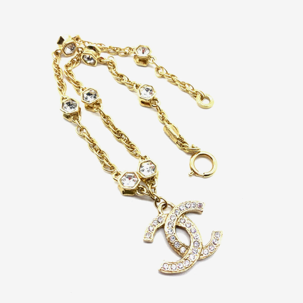 Vintage Chanel Necklace with Crystals and CC Charm