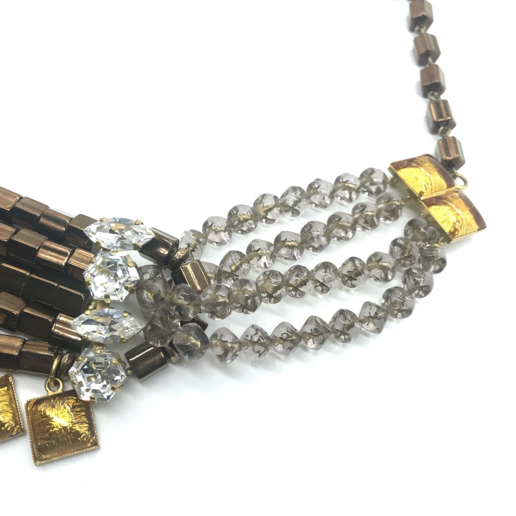 YSL necklace with crystals and tubular beads