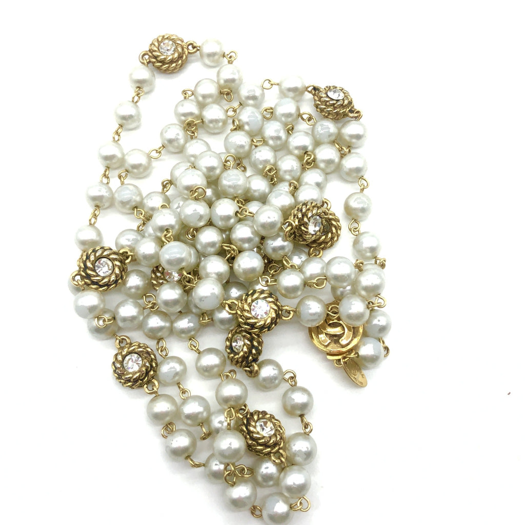 Vintage Chanel Pearls and Crystal Necklace