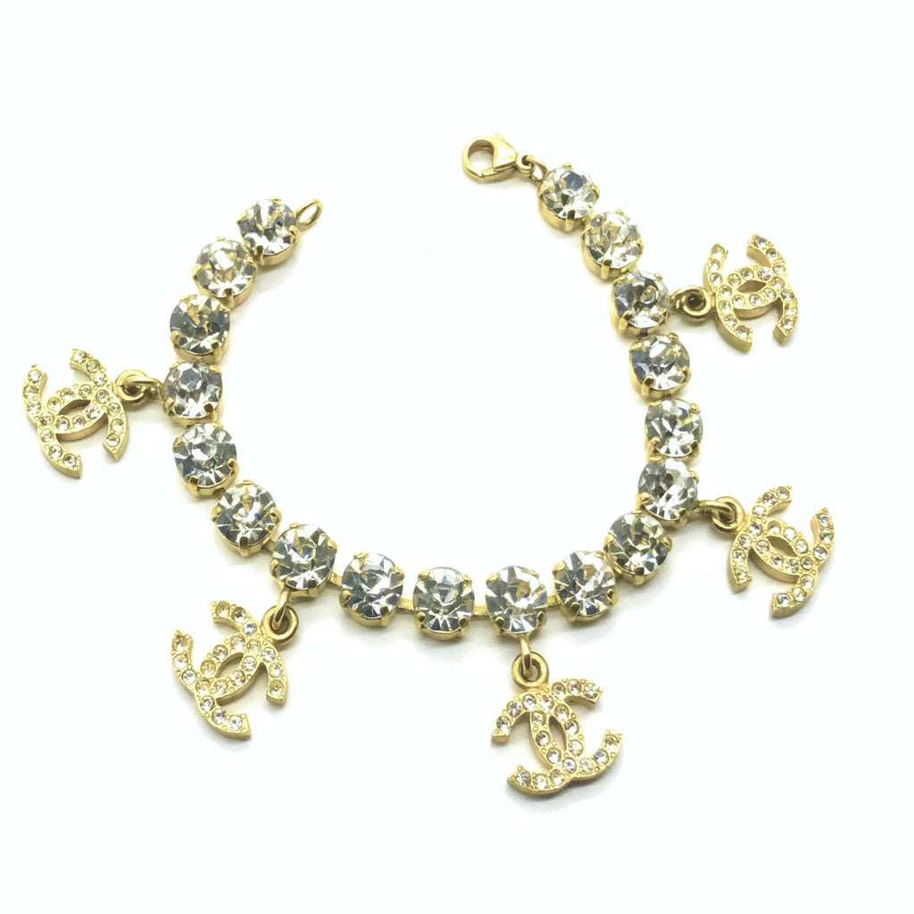 chanel bracelet with rhinestone CC charms