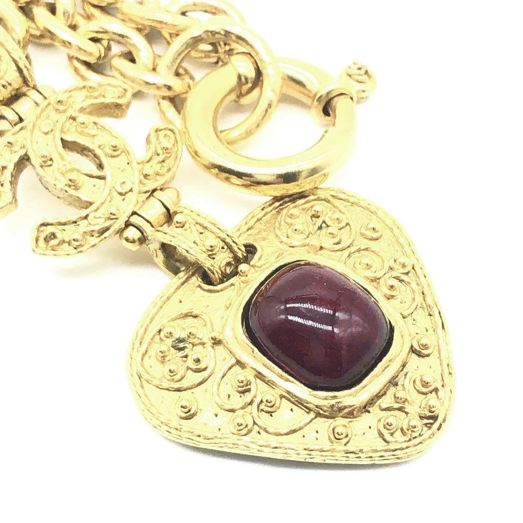 Vintage Chanel Red Heart Pendant Necklace
