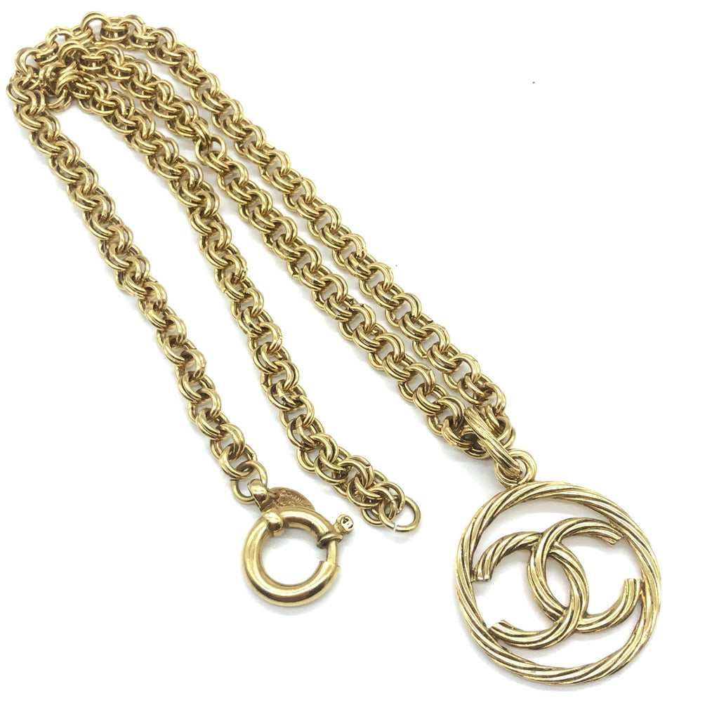 vintage chanel necklace with CC pendant