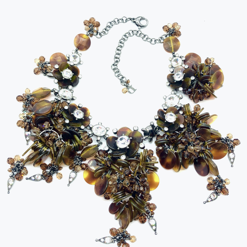 Dior necklace with Tortoise flowers and crystals