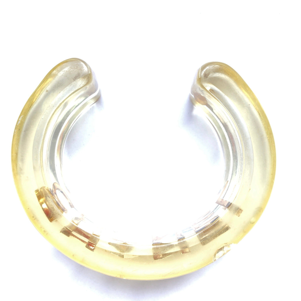 Vintage Chanel Lucite Cuff with CHANEL in Gold