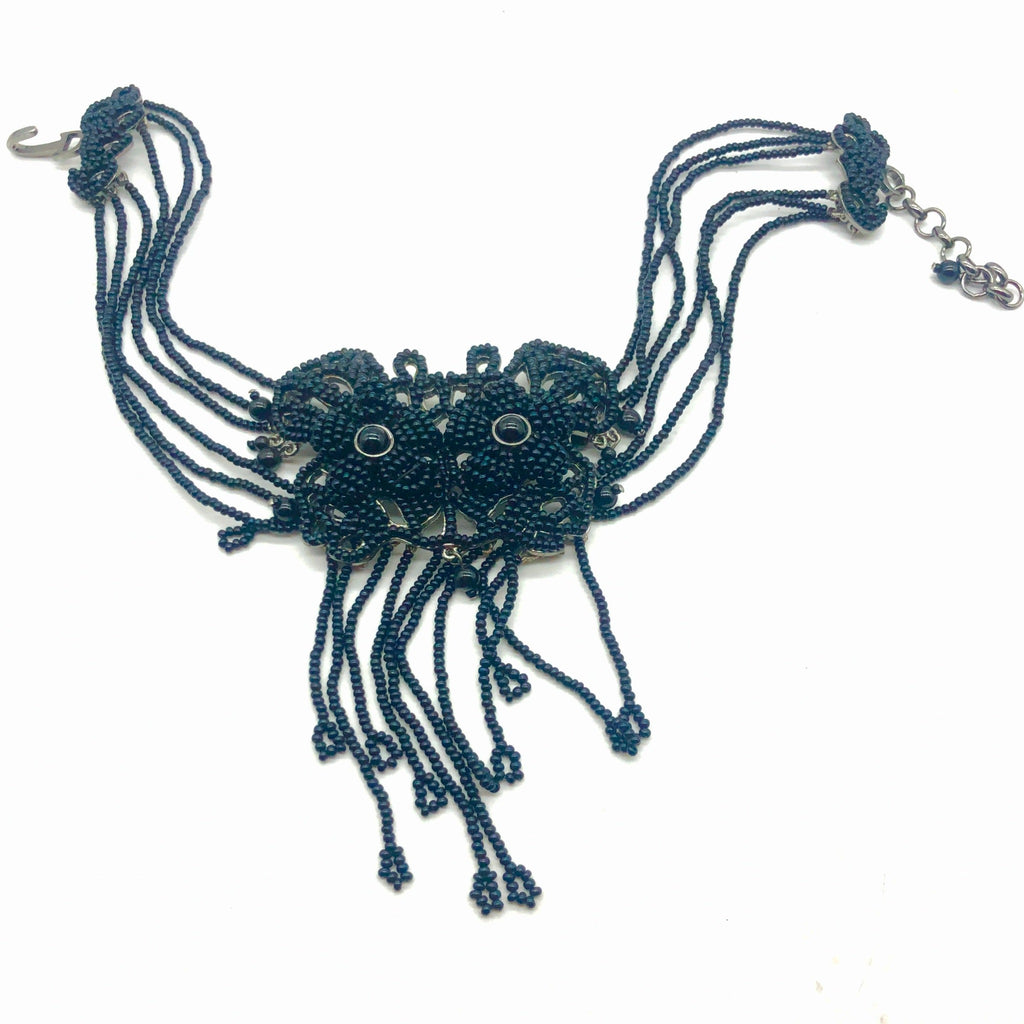 dior by galliano black bead choker