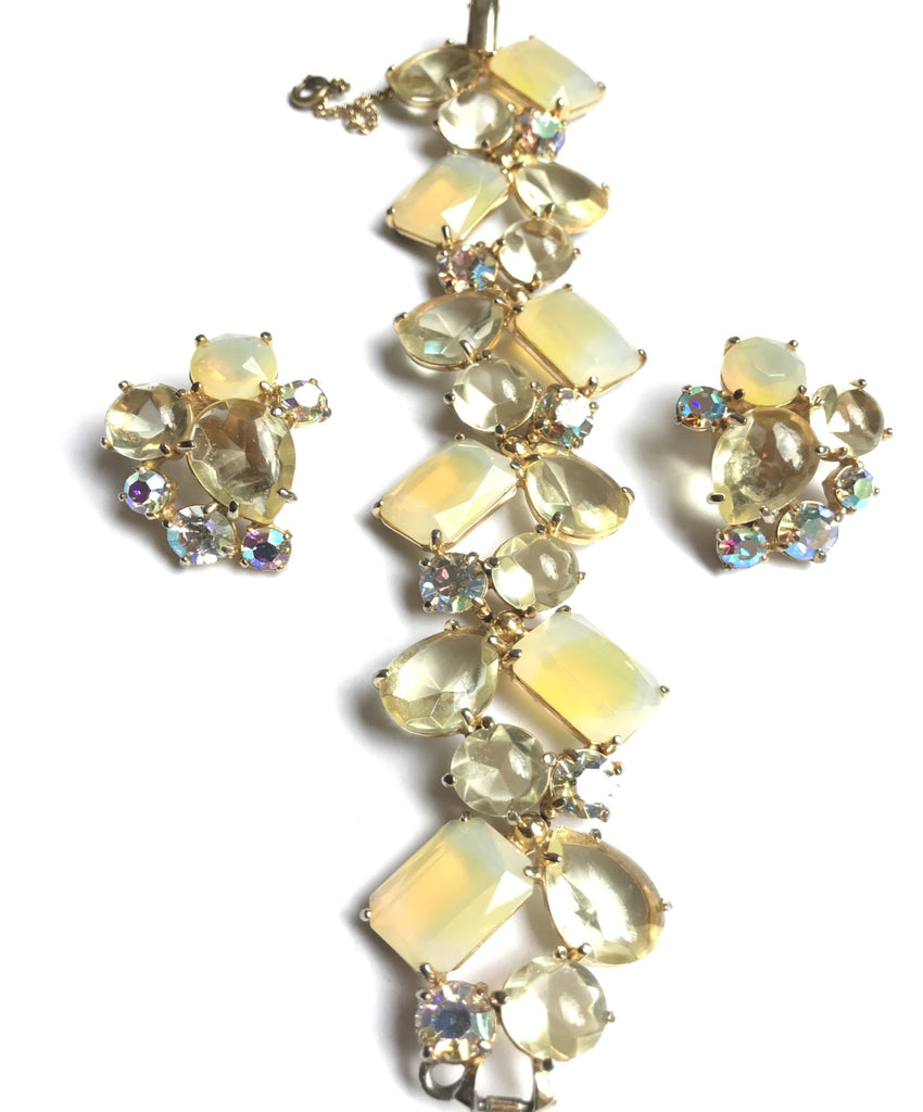schiaparelli crystal bracelet and earring set