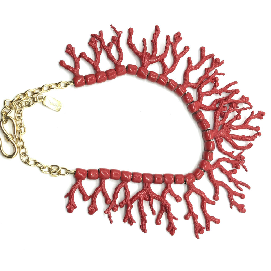 Vintage YSL Yves Saint Laurent Coral Bib Necklace