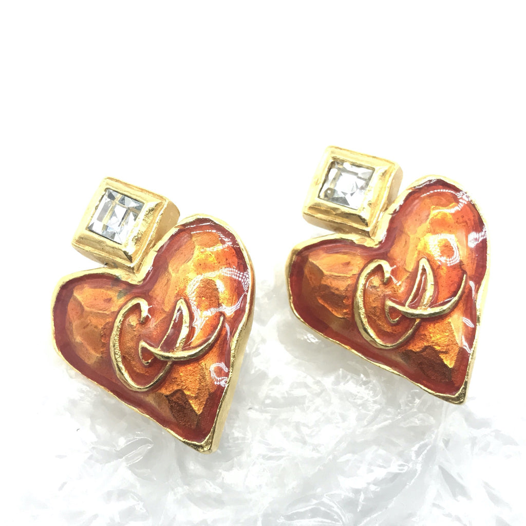Christian Lacroix enamel heart earrings
