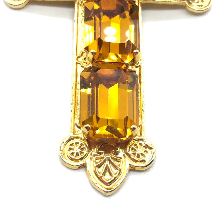 Christian Lacroix Cross Pendant with Large Citrine Crystals