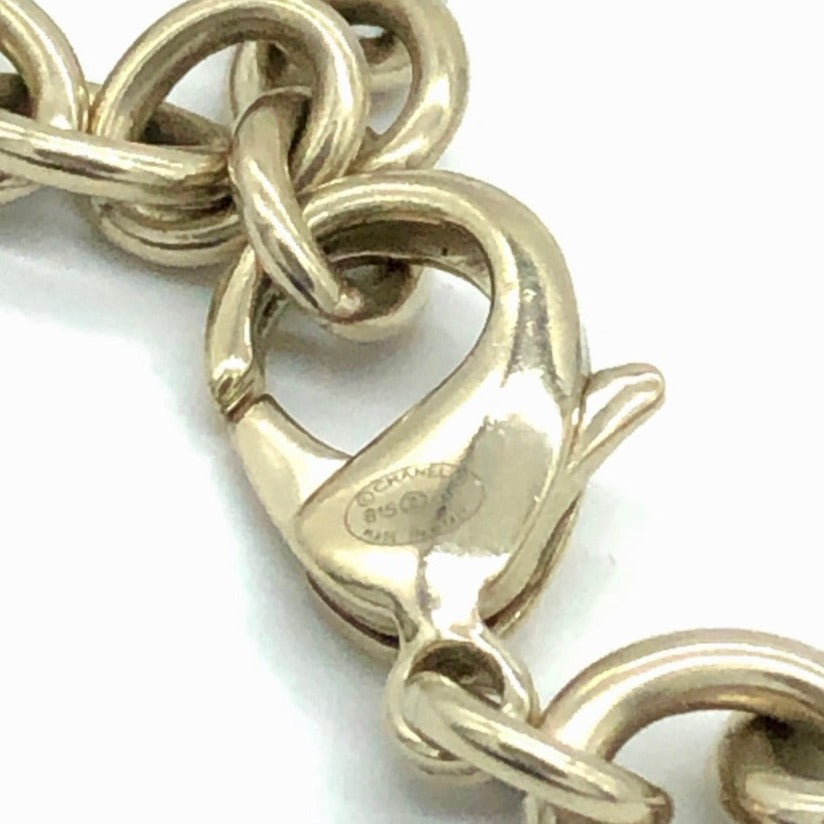 Chanel Silver Gilt Quilted Charm Necklace