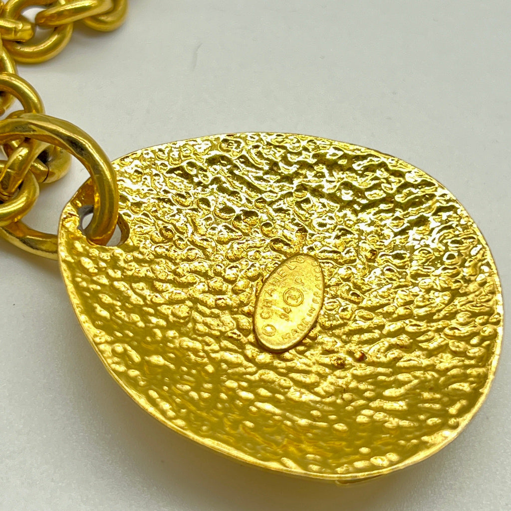 Vintage Chanel Necklace with Quilted Tear-Shaped CC Pendant
