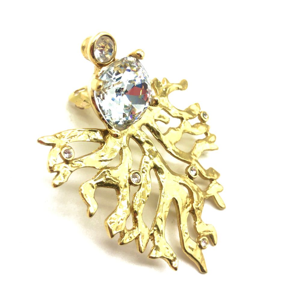 Vintage YSL Large Goldtone Coral Earrings