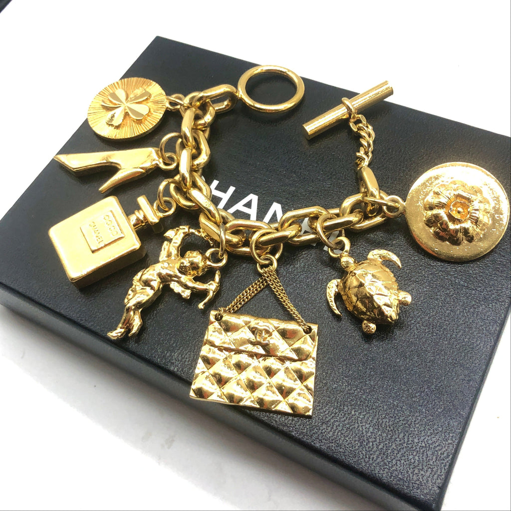Vintage Chanel Cupid Charm Bracelet