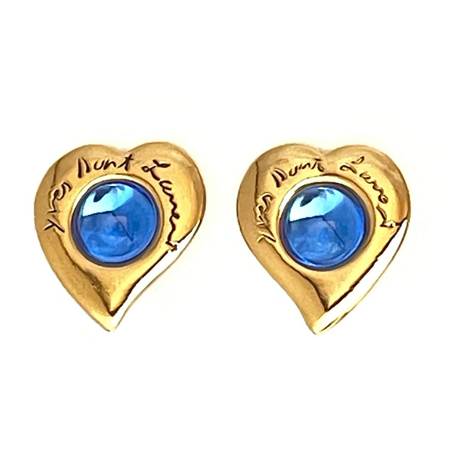 YSL heart earrings with cabochon