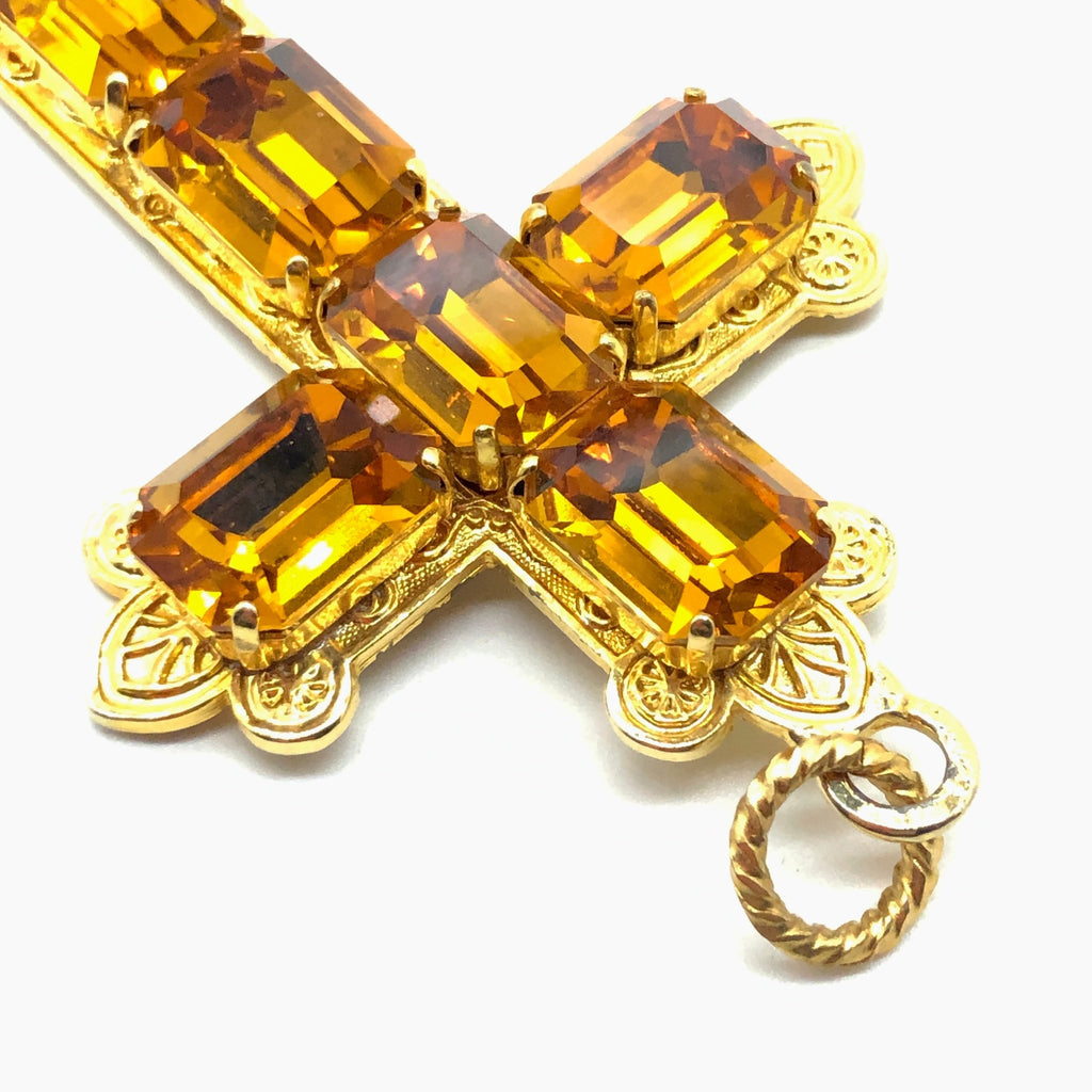 Christian Lacroix Cross Pendant with Large Citrine Crystals