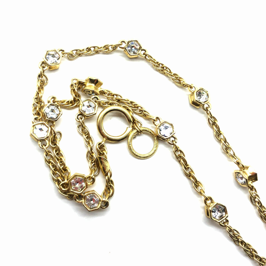 Vintage Chanel Necklace and Rhinestone CC Pendant and Crystal Charms