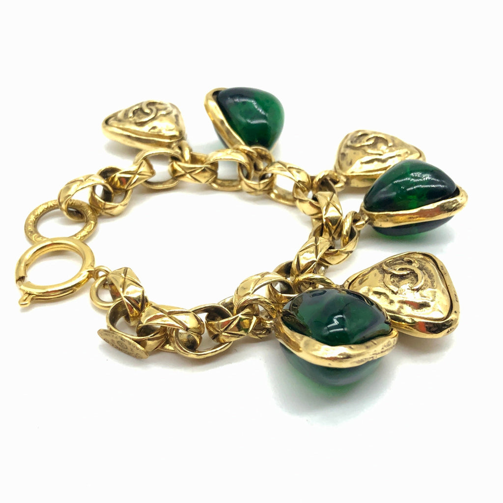 Vintage Chanel  Bracelet with Green Gripoix Charms