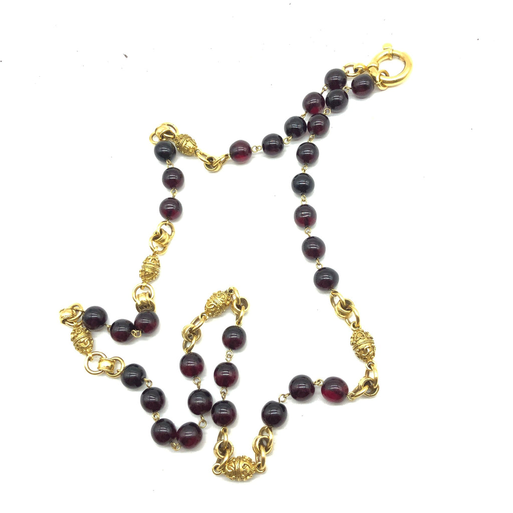 Vintage Chanel Gripoix Beads and Gold-plated Nugget Sautoir