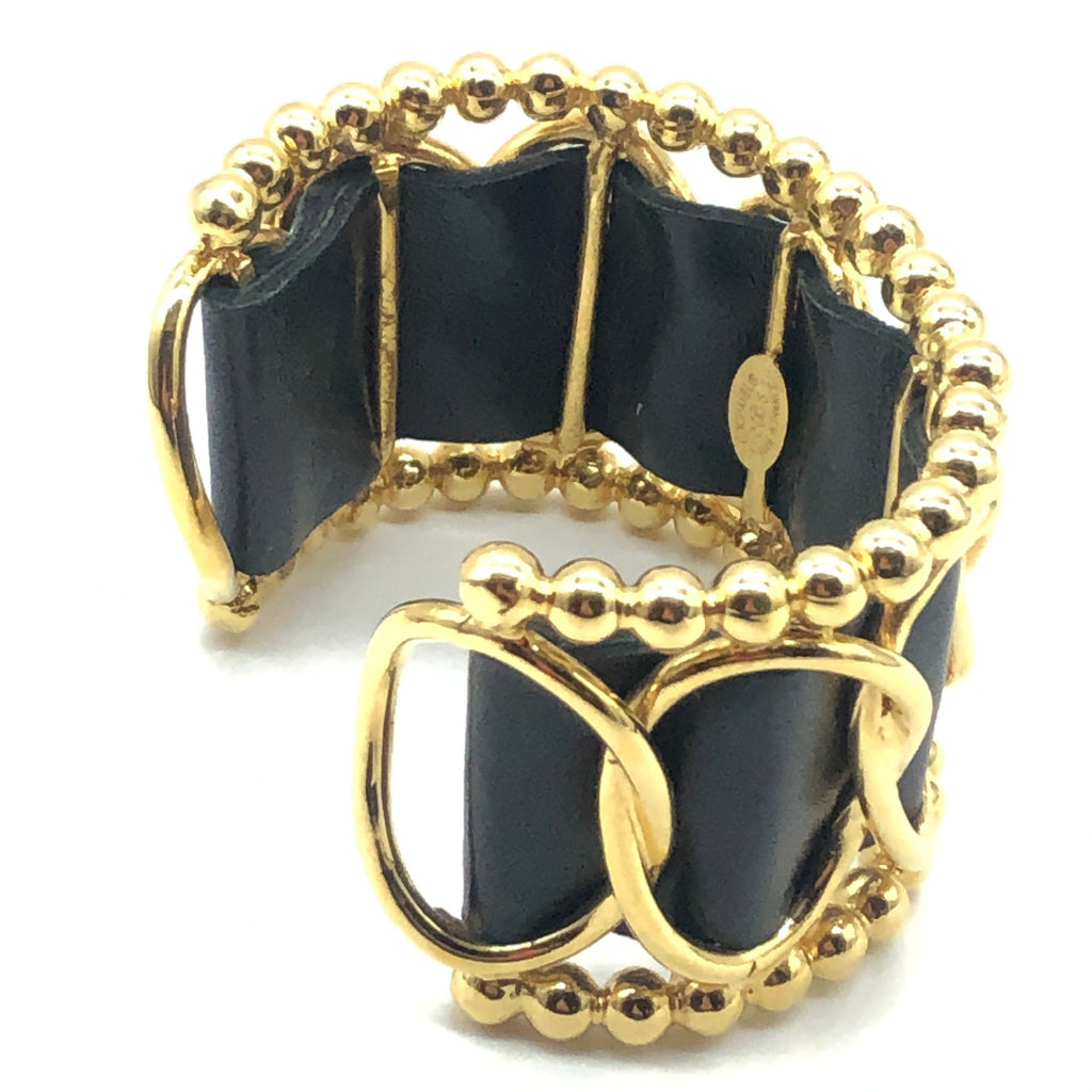 Vintage Chanel Beaded Leather Weave Cuff