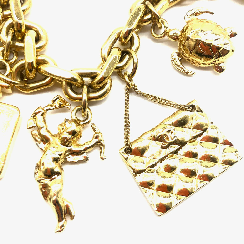 Vintage Chanel Cupid Charm Bracelet