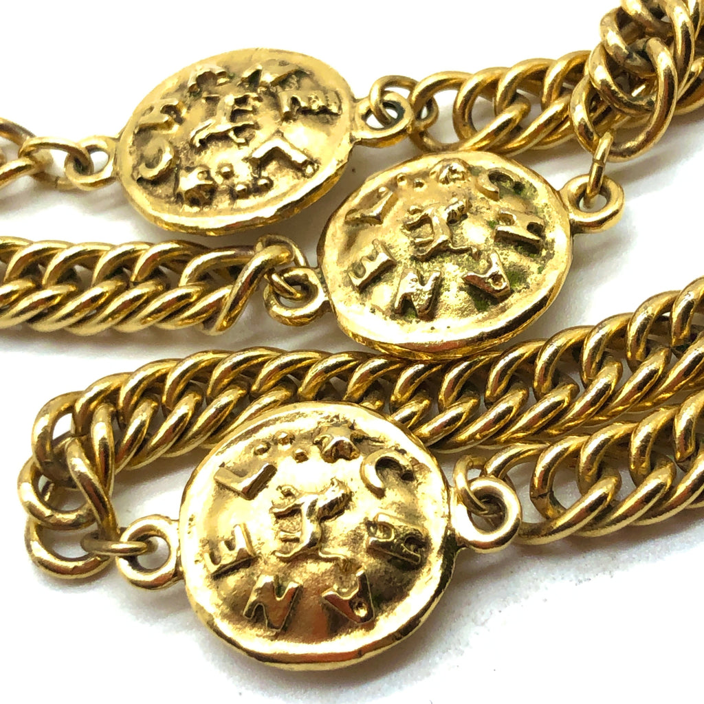 Vintage Chanel Long Necklace with Lion Medallions