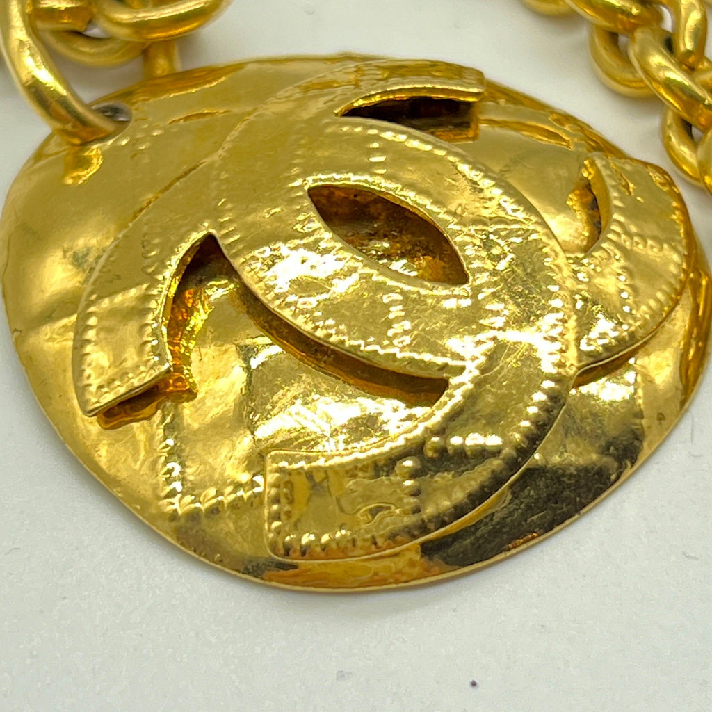 Vintage Chanel Necklace with Quilted Tear-Shaped CC Pendant