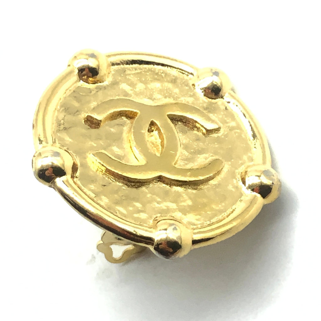 Vintage Chanel Round Earrings with Beaded Edging