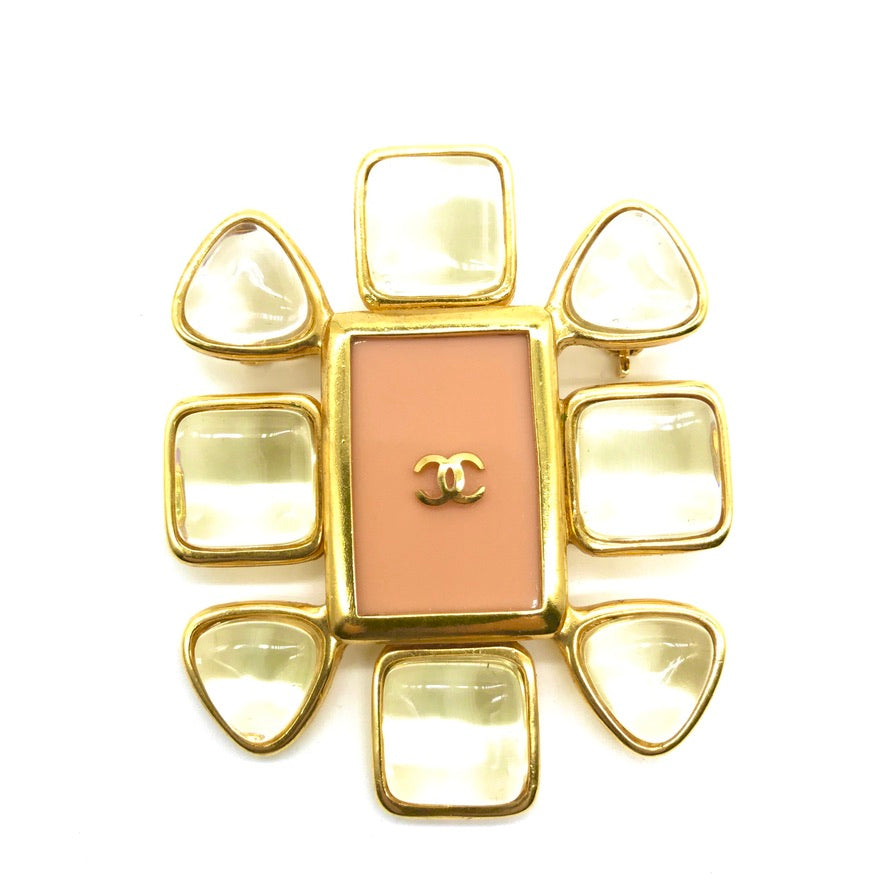 Vintage Chanel Pink Pin with Clear Petals
