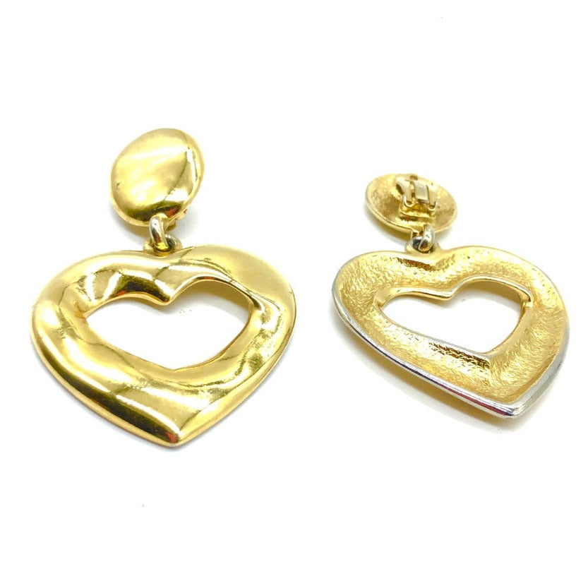 Yves Saint Laurent YSL Gold Heart Earrings