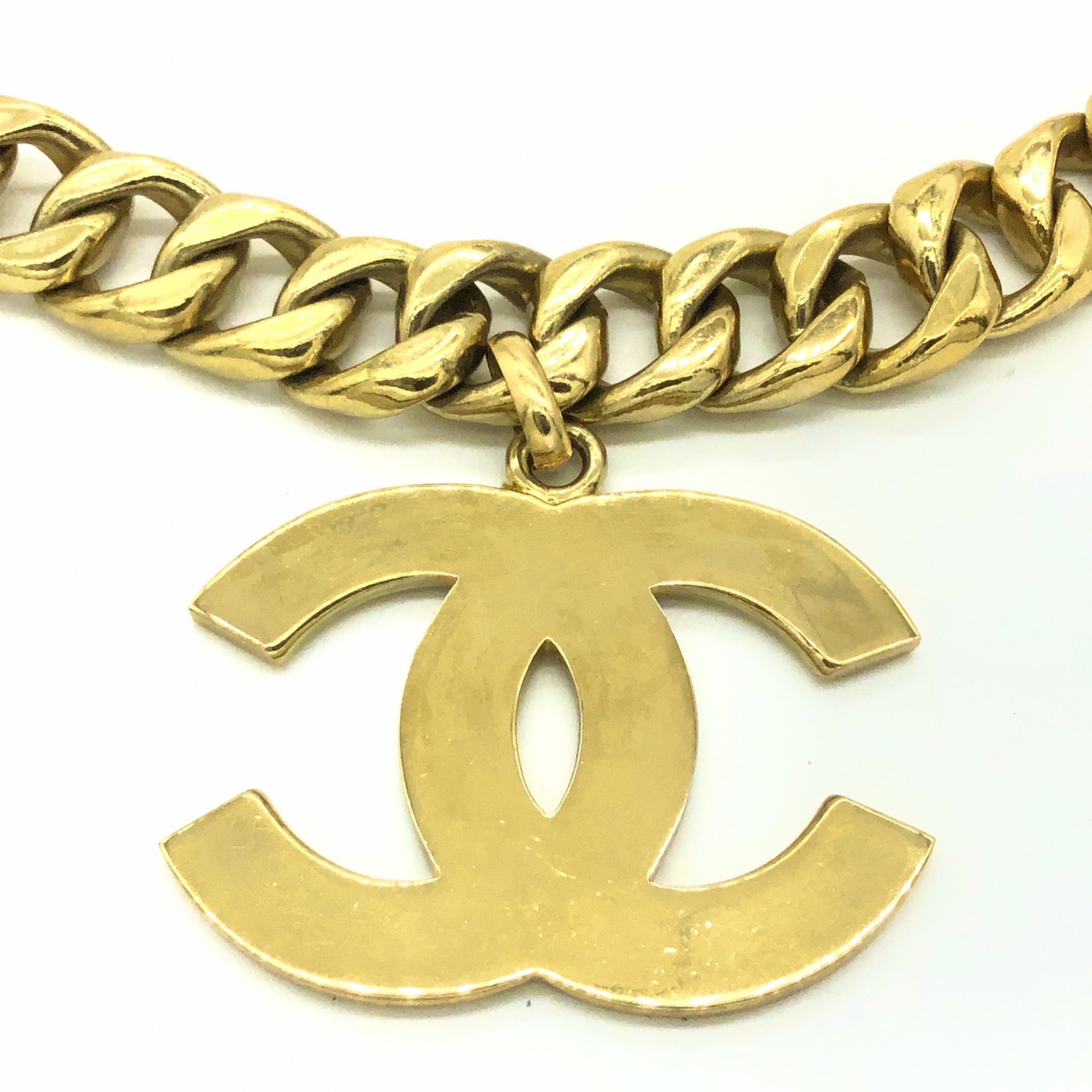 CHANEL, Jewelry, Chanel 2a Gold Large Cc Logo Necklace