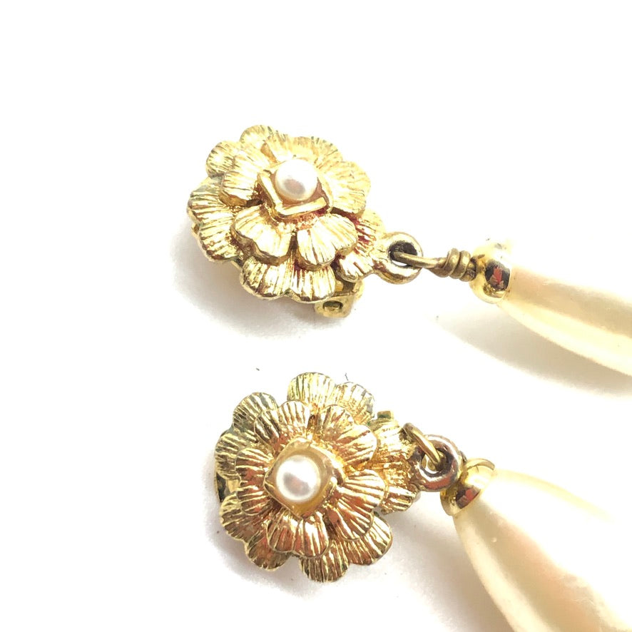 Chanel Earrings with Camellia Clip and Pearl – Very Vintage