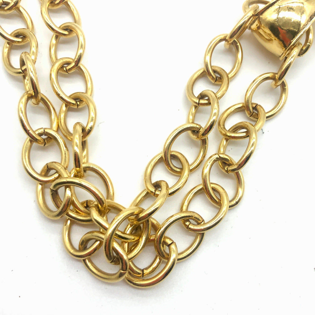 Vintage Chanel Large Link Necklace with CC Logo Pendant