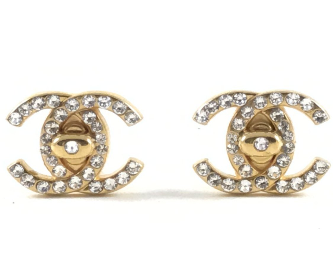 Chanel Crystal Turnlock Earrings - VeryVintage – Very Vintage