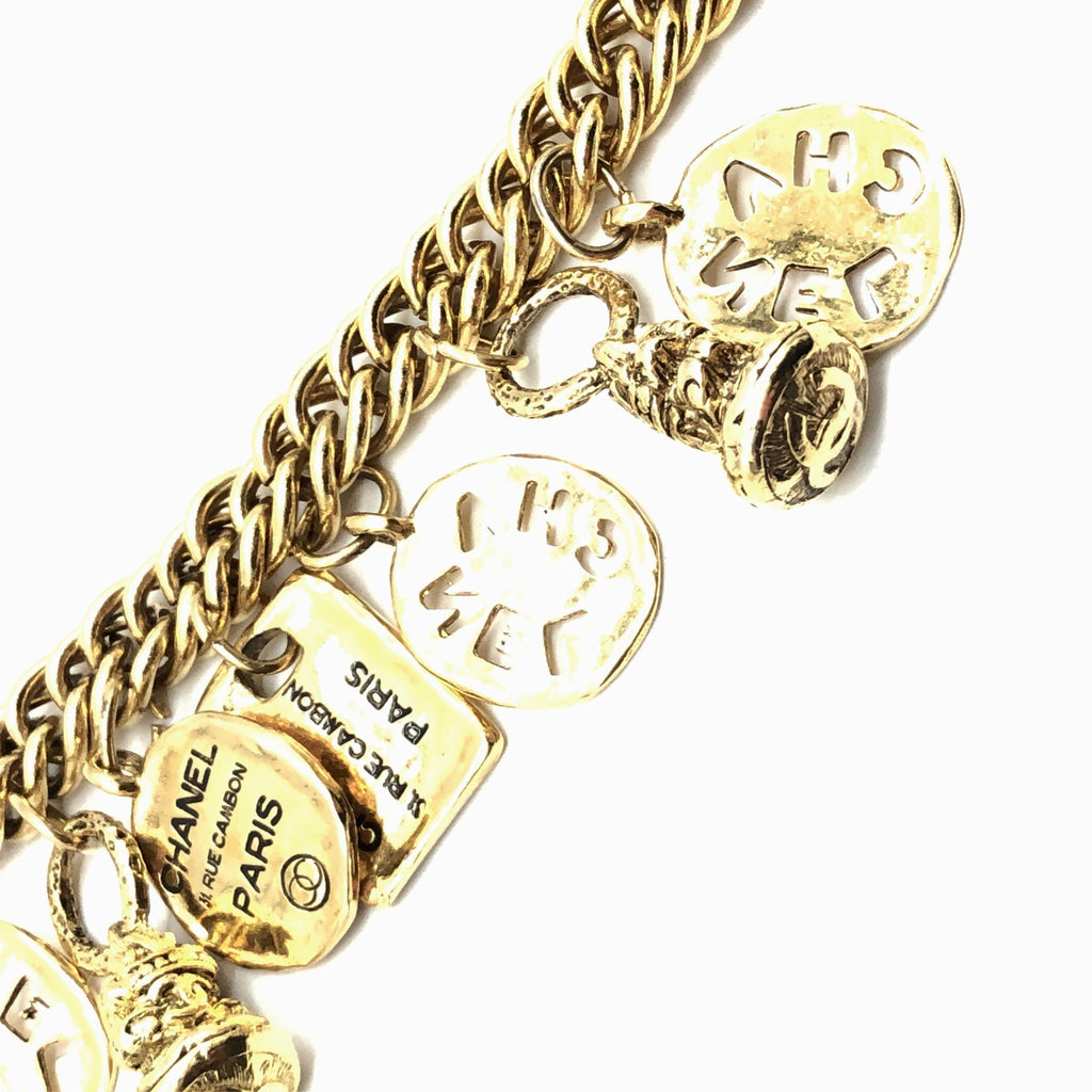 Karl Lagerfeld Vintage Gold Tone Lettering Charm Bracelet