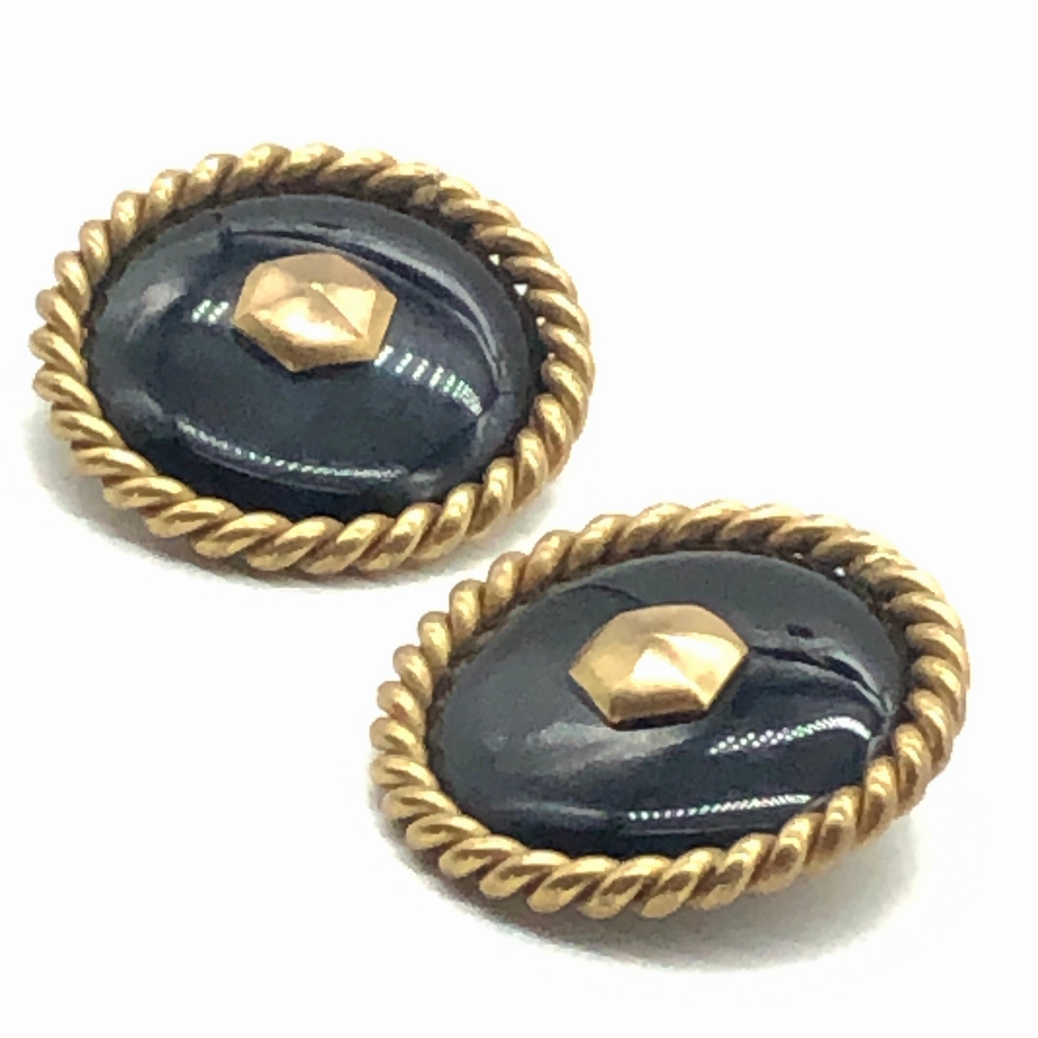 Chanel Vintage Collection 29 Large Oversized Gold and Black Stud Earrings  65774