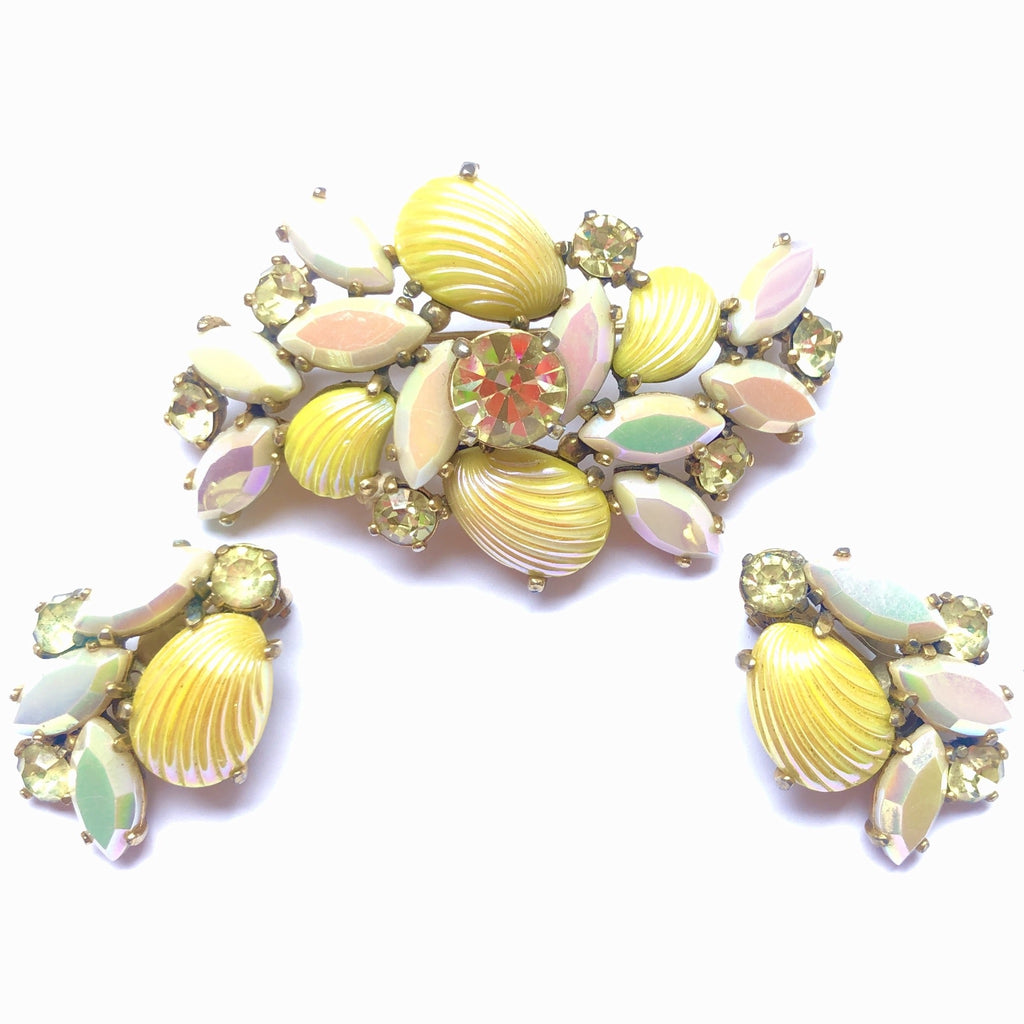 Schiaparelli Lemon shell pin and earrings