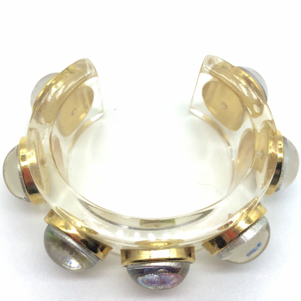 Vintage Chanel Lucite Cuff with Domed Flowers