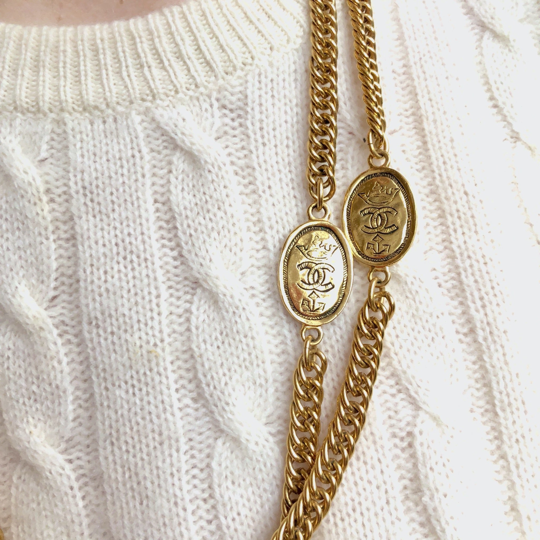 Chanel Vintage Circular CC Coin Pendant Necklace