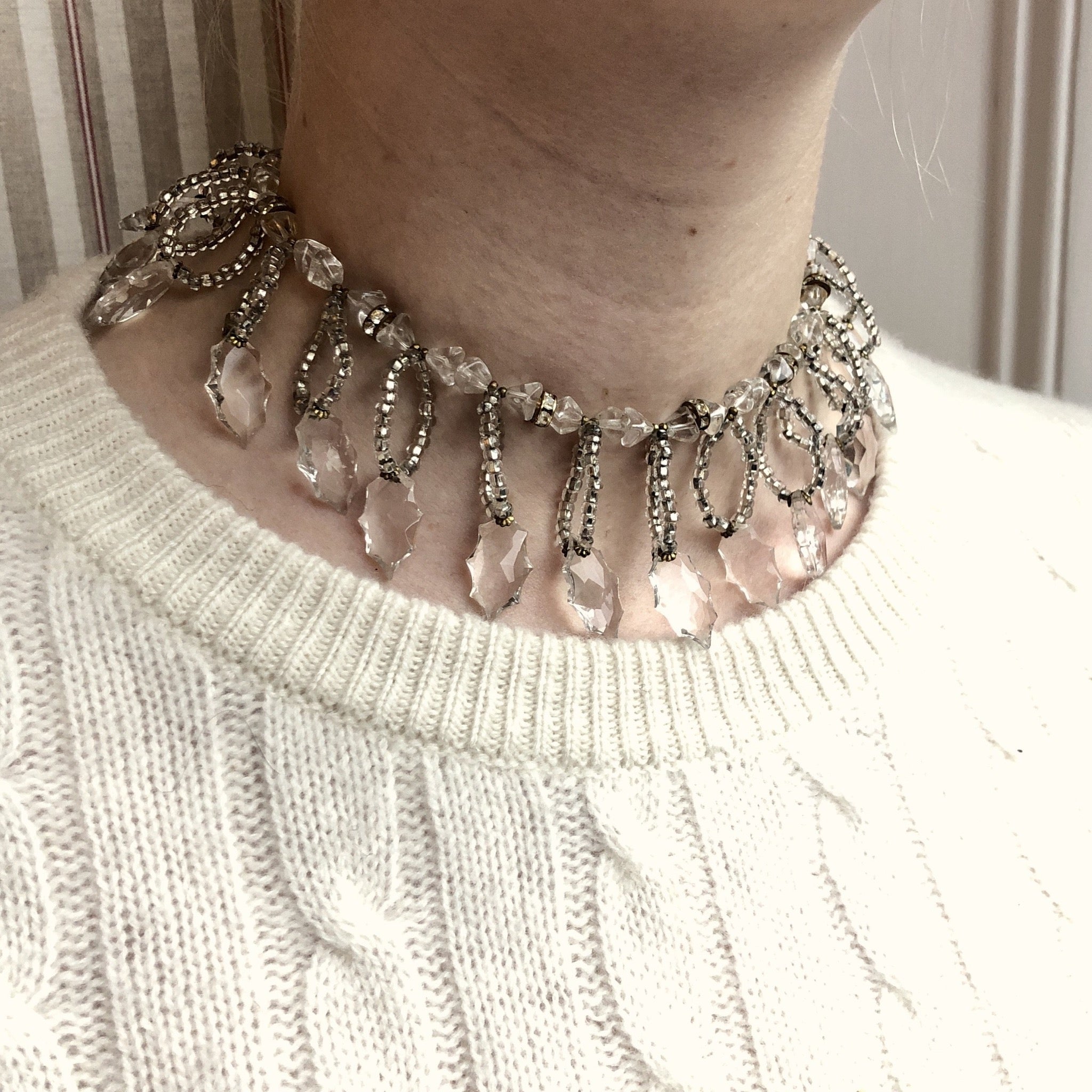 Miriam Haskell Crystal Leaf Necklace – Very Vintage