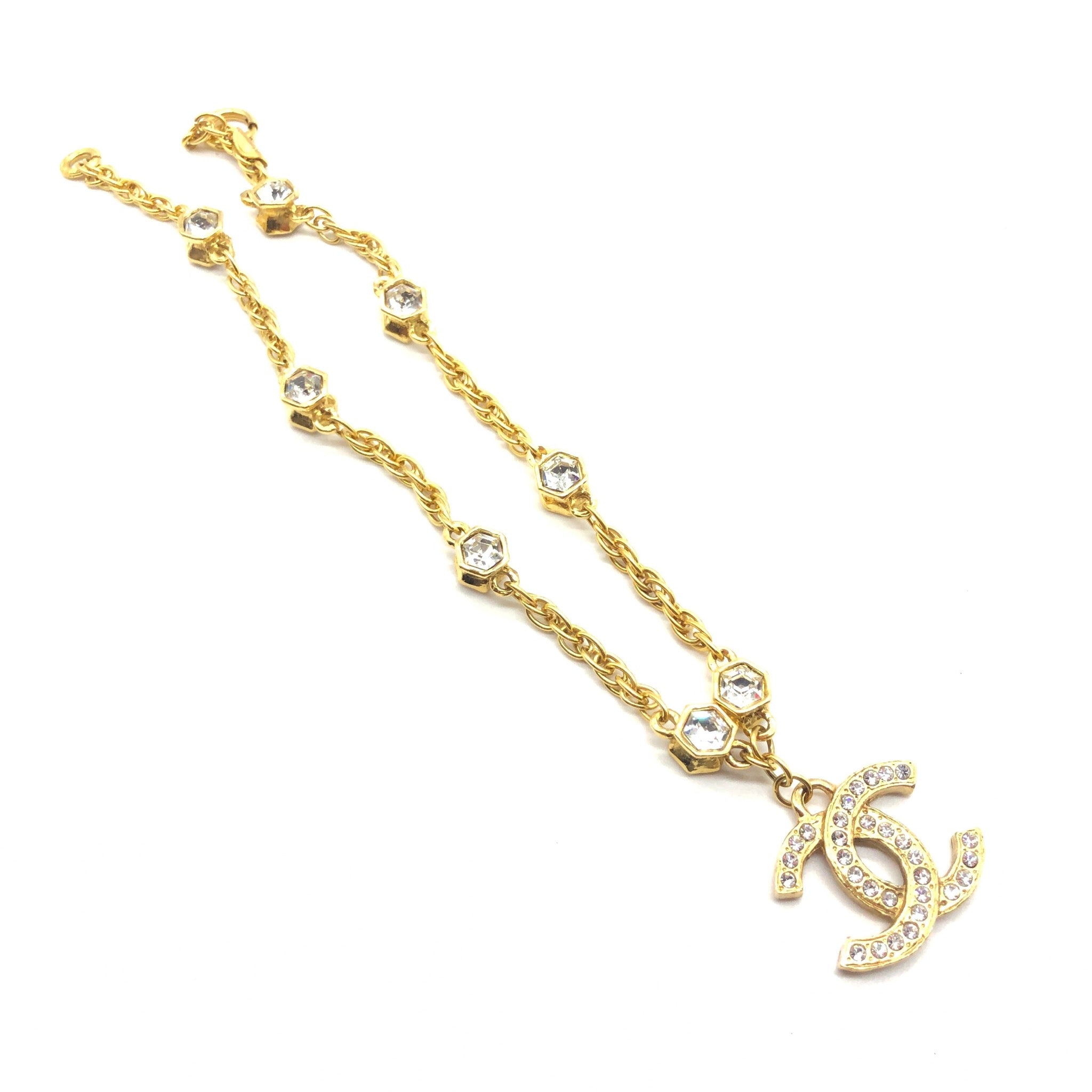CHANEL CC Logo Pearl Adjustable Necklace Gold