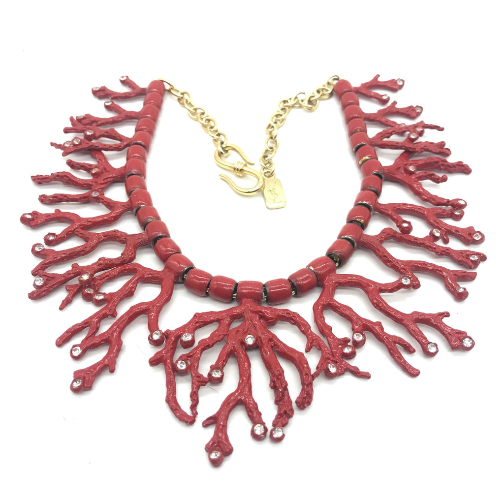 vintage YSL Coral bib necklace
