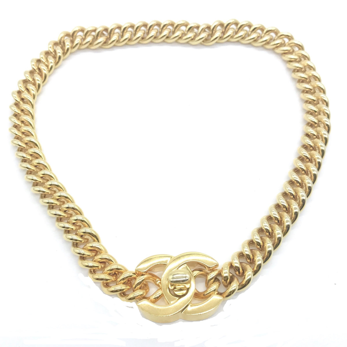 Vintage Chanel Goldtone Turnlock Necklace – Very Vintage