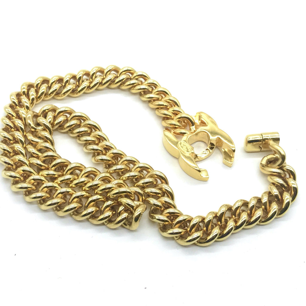 Vintage Chanel Goldtone Turnlock Necklace