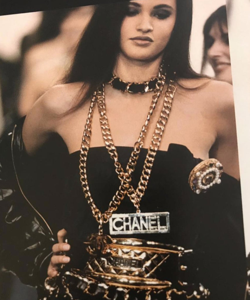 CHANEL Necklace Pendant choker Chain AUTH Coco Vintage Rare CC Gold 42cm  F/S CH5