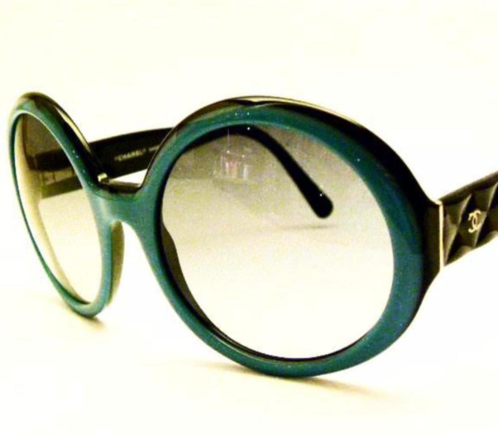 vintage chanel sunglasses in black and turquoise