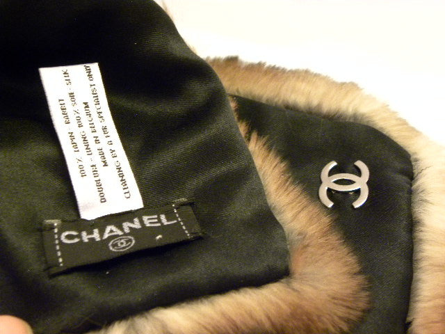 chanel fur scarf label