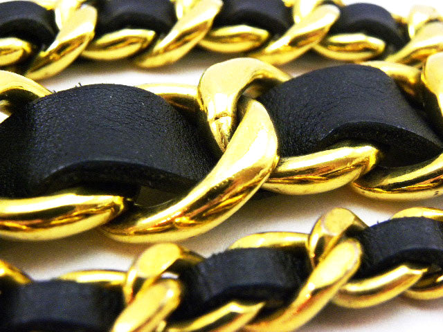 chanel leather weave belt closeup