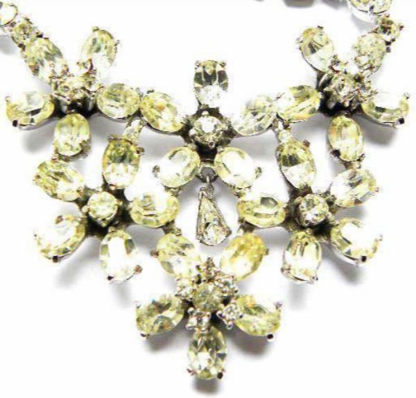 Vintage Dior 1950's Crystal Flower Necklace Set by Mitchel Maer